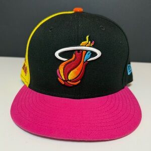 New Era Mens Yellow Pink Black Panel Heat Hat- Miami